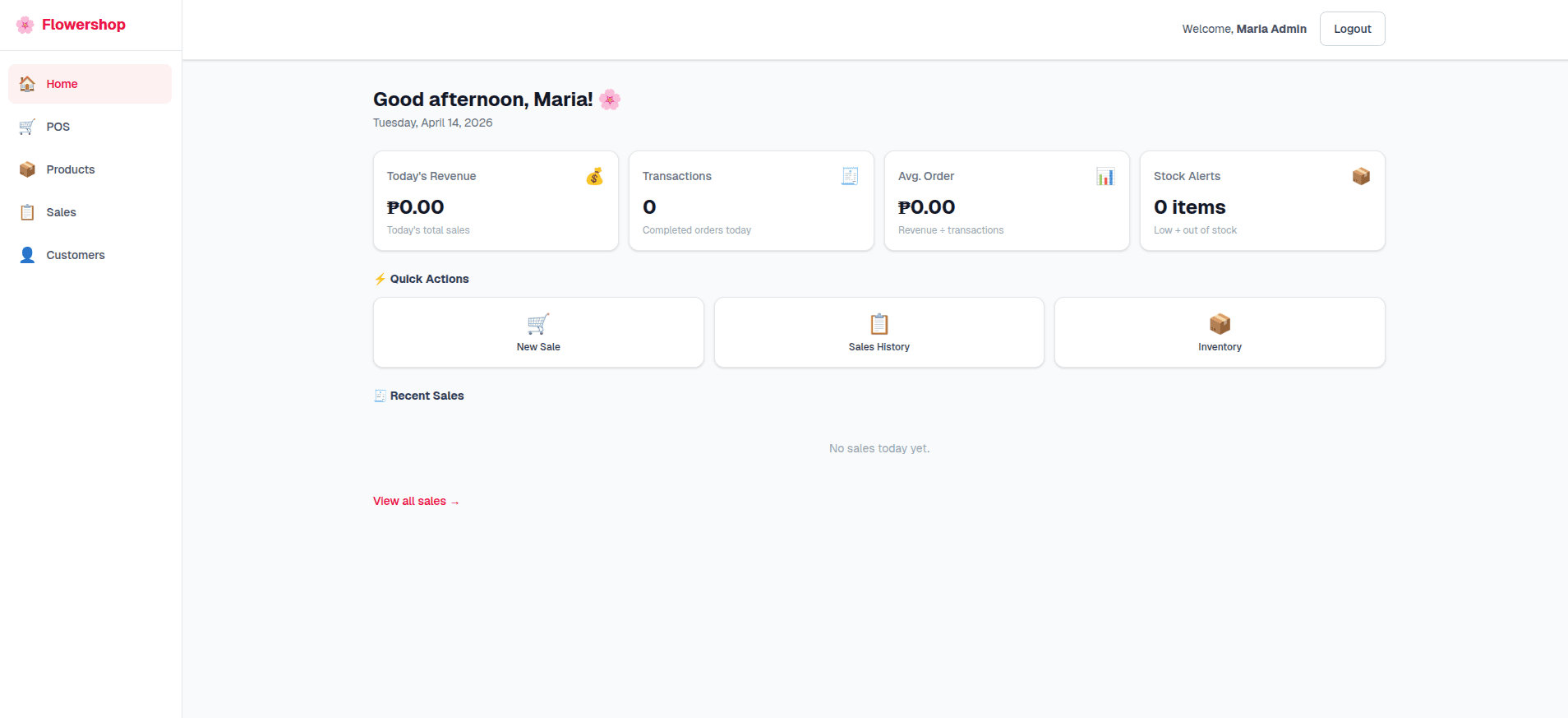 Flowershop POS — Full‑Stack Point‑of‑Sale for Florists
